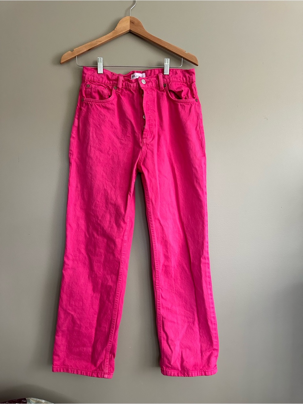 Zara Hot Pink Straight-Leg Women’s Jeans